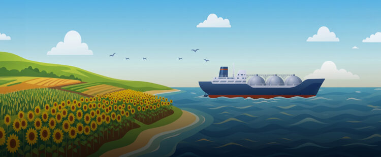 Грузовое судно в море. Изображение сгенерировано нейросетью